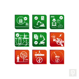 Safety icons created for construction site signage and literature