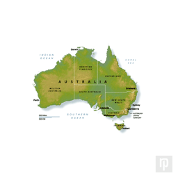 A relief map of Australia, created using Photoshop and Illustrator