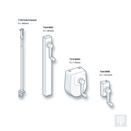 Isometric illustrations showing a selection of window opening mechanisms