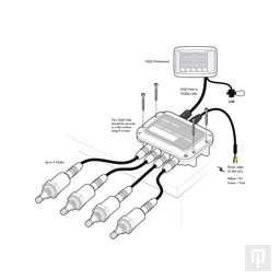 An installation diagram for an electronic unit, simple black and white outlines